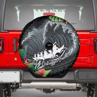 Outrigger Canoe Black Spare Tire Cover On The Waves