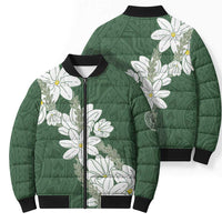 Ia Orana Tahiti Tiare Bomber Puffer Jacket Sage Green Lei - Polynesian Pride