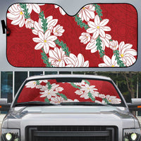 Ia Orana Tahiti Tiare Auto Sun Shade Crimson Lei LT7 Red - Polynesian Pride