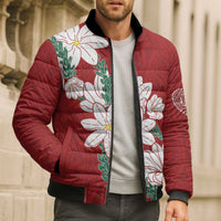Ia Orana Tahiti Tiare Bomber Puffer Jacket Crimson Lei LT7 - Polynesian Pride