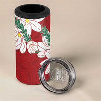 Ia Orana Tahiti Tiare 4 in 1 Can Cooler Tumbler Crimson Lei LT7 - Polynesian Pride