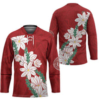 Ia Orana Tahiti Tiare Hockey Jersey Crimson Lei - Polynesian Pride