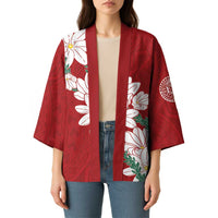 Ia Orana Tahiti Tiare Kimono Crimson Lei - Polynesian Pride
