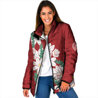 Ia Orana Tahiti Tiare Padded Jacket Crimson Lei LT7 Women Red - Polynesian Pride
