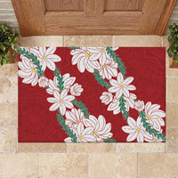 Ia Orana Tahiti Tiare Rubber Doormat Crimson Lei LT7 Red - Polynesian Pride
