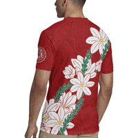 Ia Orana Tahiti Tiare Rugby Jersey Crimson Lei LT7 - Polynesian Pride