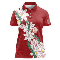 Ia Orana Tahiti Tiare Women Polo Shirt Crimson Lei LT7 Female Red - Polynesian Pride