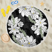 Ia Orana Tahiti Tiare Beach Blanket Black Lei LT7 One Size 150cm Black - Polynesian Pride