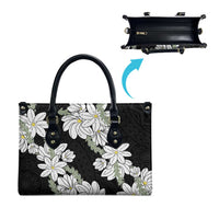 Ia Orana Tahiti Tiare Leather Bag Black Lei - Polynesian Pride