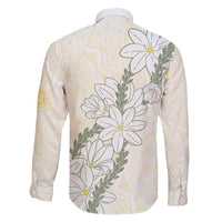 Ia Orana Tahiti Tiare Family Matching Off Shoulder Short Dress and Hawaiian Shirt Lemon Yellow Lei - Polynesian Pride