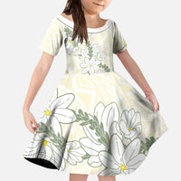 Ia Orana Tahiti Tiare Kid Short Sleeve Dress Lemon Yellow Lei - Polynesian Pride