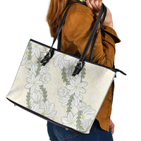 Ia Orana Tahiti Tiare Leather Tote Bag Lemon Yellow Lei - Polynesian Pride