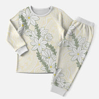 Ia Orana Tahiti Tiare Christmas Pajama Set Lemon Yellow Lei - Polynesian Pride