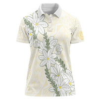 Ia Orana Tahiti Tiare Women Polo Shirt Lemon Yellow Lei - Polynesian Pride