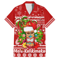 Hawaii Tiki Christmas Family Matching Tank Maxi Dress and Hawaiian Shirt Mele Kalikimaka LT7 Dad's Shirt - Short Sleeve Red - Polynesian Pride