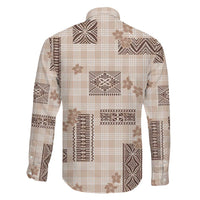 Hawaiian Quilt Tapa On Beige Palaka Motifs Family Matching Mermaid Dress and Hawaiian Shirt LT7 - Polynesian Pride