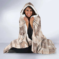 Hawaiian Quilt Tapa On Beige Palaka Motifs Hooded Blanket
