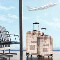 Hawaiian Quilt Tapa On Beige Palaka Motifs Luggage Cover