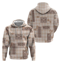 Hawaiian Quilt Tapa On Beige Palaka Motifs Zip Hoodie