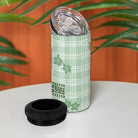 Hawaiian Quilt Tapa On Pastel Mint Palaka Motifs 4 in 1 Can Cooler Tumbler LT7 - Polynesian Pride