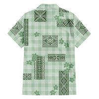 Hawaiian Quilt Tapa On Pastel Mint Palaka Motifs Family Matching Mermaid Dress and Hawaiian Shirt LT7 - Polynesian Pride