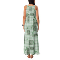 Hawaiian Quilt Tapa On Pastel Mint Palaka Motifs Family Matching Tank Maxi Dress and Hawaiian Shirt LT7 - Polynesian Pride
