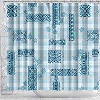 Hawaiian Quilt Tapa On Cold Blue Palaka Motifs Shower Curtain LT7 - Polynesian Pride