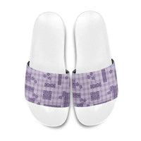 Hawaiian Quilt Tapa On Lilac Palaka Motifs Slide Sandals