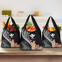 AAPI Heritage Month Grocery Bag Kanaka Hawaii Plumeria LT7 3-pack One Size Black - Polynesian Pride