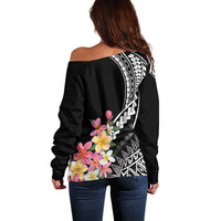 AAPI Heritage Month Off Shoulder Sweater Kanaka Hawaii Plumeria