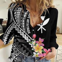 AAPI Heritage Month Women Casual Shirt Kanaka Hawaii Plumeria