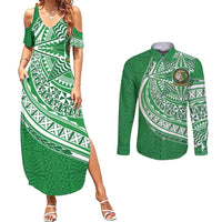 Tonga Liahona High School Personalized Couples Matching Summer Maxi Dress and Long Sleeve Button Shirt Ngatu Tokelaufeletoa Motifs