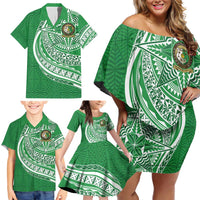 Tonga Liahona High School Personalized Family Matching Off Shoulder Short Dress and Hawaiian Shirt Ngatu Tokelaufeletoa Motifs