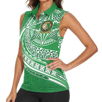 Tonga Liahona High School Personalized Women Sleeveless Polo Shirt Ngatu Tokelaufeletoa Motifs