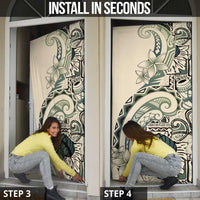 Aloha Hawaii Tapa Door Cover Summer Green Hawaiian Ipu - Polynesian Pride