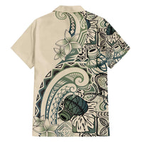 Aloha Hawaii Tapa Family Matching Off Shoulder Short Dress and Hawaiian Shirt Summer Green Hawaiian Ipu - Polynesian Pride