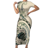Aloha Hawaii Tapa Family Matching Short Sleeve Bodycon Dress and Hawaiian Shirt Summer Green Hawaiian Ipu - Polynesian Pride