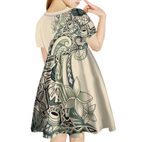 Aloha Hawaii Tapa Kid Short Sleeve Dress Summer Green Hawaiian Ipu - Polynesian Pride