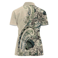 Aloha Hawaii Tapa Women Polo Shirt Summer Green Hawaiian Ipu - Polynesian Pride