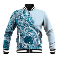 Aloha Hawaii Tapa Baseball Jacket Cool Turquoise Hawaiian Ipu - Polynesian Pride