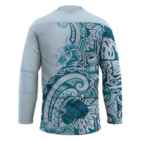 Aloha Hawaii Tapa Hockey Jersey Cool Turquoise Hawaiian Ipu - Polynesian Pride