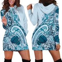 Aloha Hawaii Tapa Hoodie Dress Cool Turquoise Hawaiian Ipu - Polynesian Pride