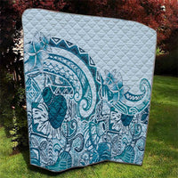 Aloha Hawaii Tapa Quilt Cool Turquoise Hawaiian Ipu - Polynesian Pride