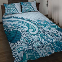 Aloha Hawaii Tapa Quilt Bed Set Cool Turquoise Hawaiian Ipu - Polynesian Pride