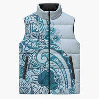 Aloha Hawaii Tapa Sleeveless Puffer Jacket Cool Turquoise Hawaiian Ipu - Polynesian Pride