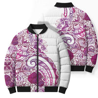 Aloha Hawaii Tapa Bomber Puffer Jacket Vibrant Fuchsia Hawaiian Ipu - Polynesian Pride