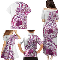 Aloha Hawaii Tapa Family Matching Puletasi and Hawaiian Shirt Vibrant Fuchsia Hawaiian Ipu - Polynesian Pride