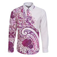 Aloha Hawaii Tapa Family Matching Puletasi and Hawaiian Shirt Vibrant Fuchsia Hawaiian Ipu - Polynesian Pride