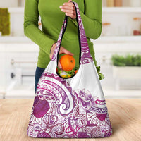 Aloha Hawaii Tapa Grocery Bag Vibrant Fuchsia Hawaiian Ipu - Polynesian Pride