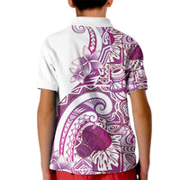 Aloha Hawaii Tapa Kid Polo Shirt Vibrant Fuchsia Hawaiian Ipu - Polynesian Pride